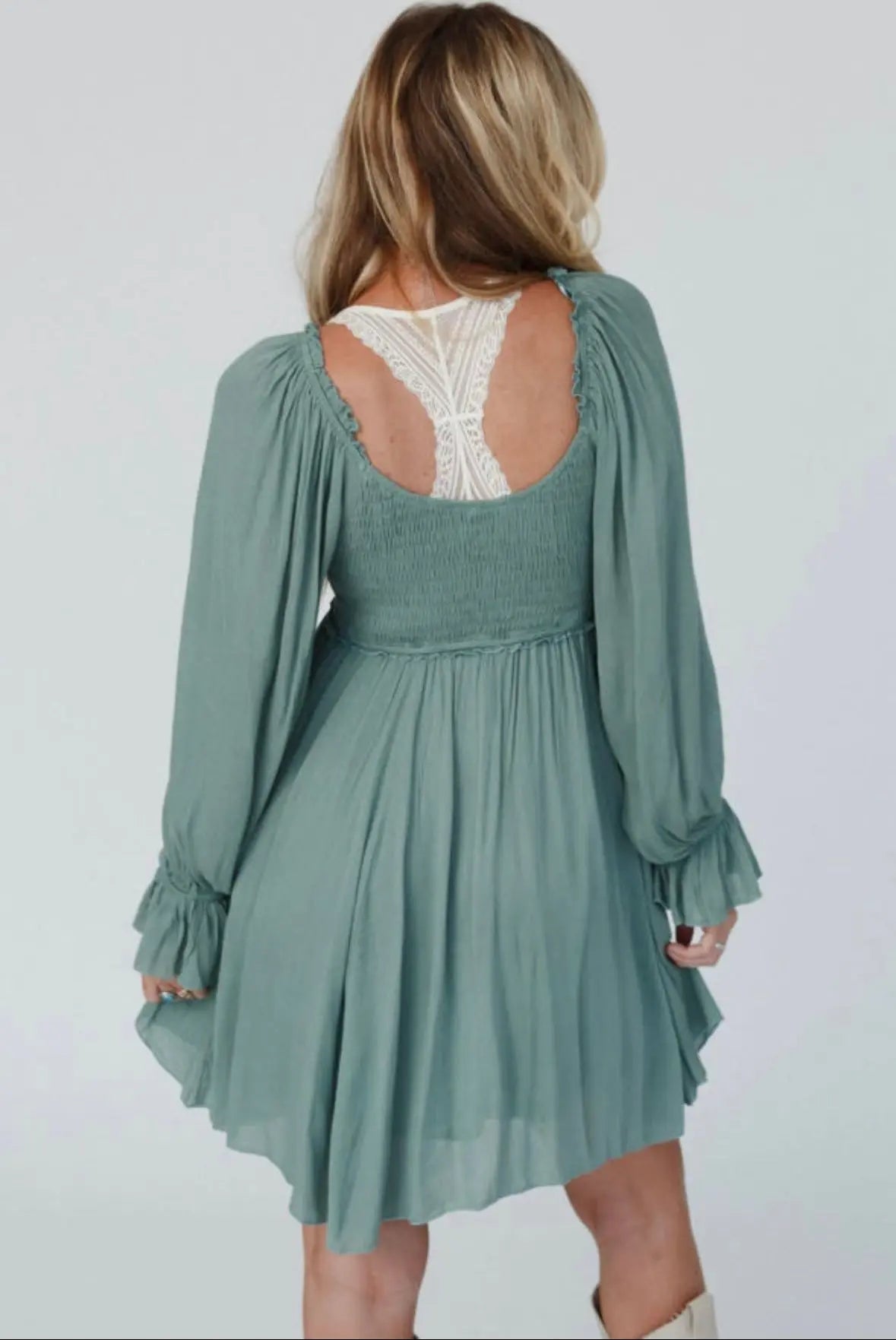 Mist Green Bubble Sleeve Dress Florida Girl Fashion Boutique