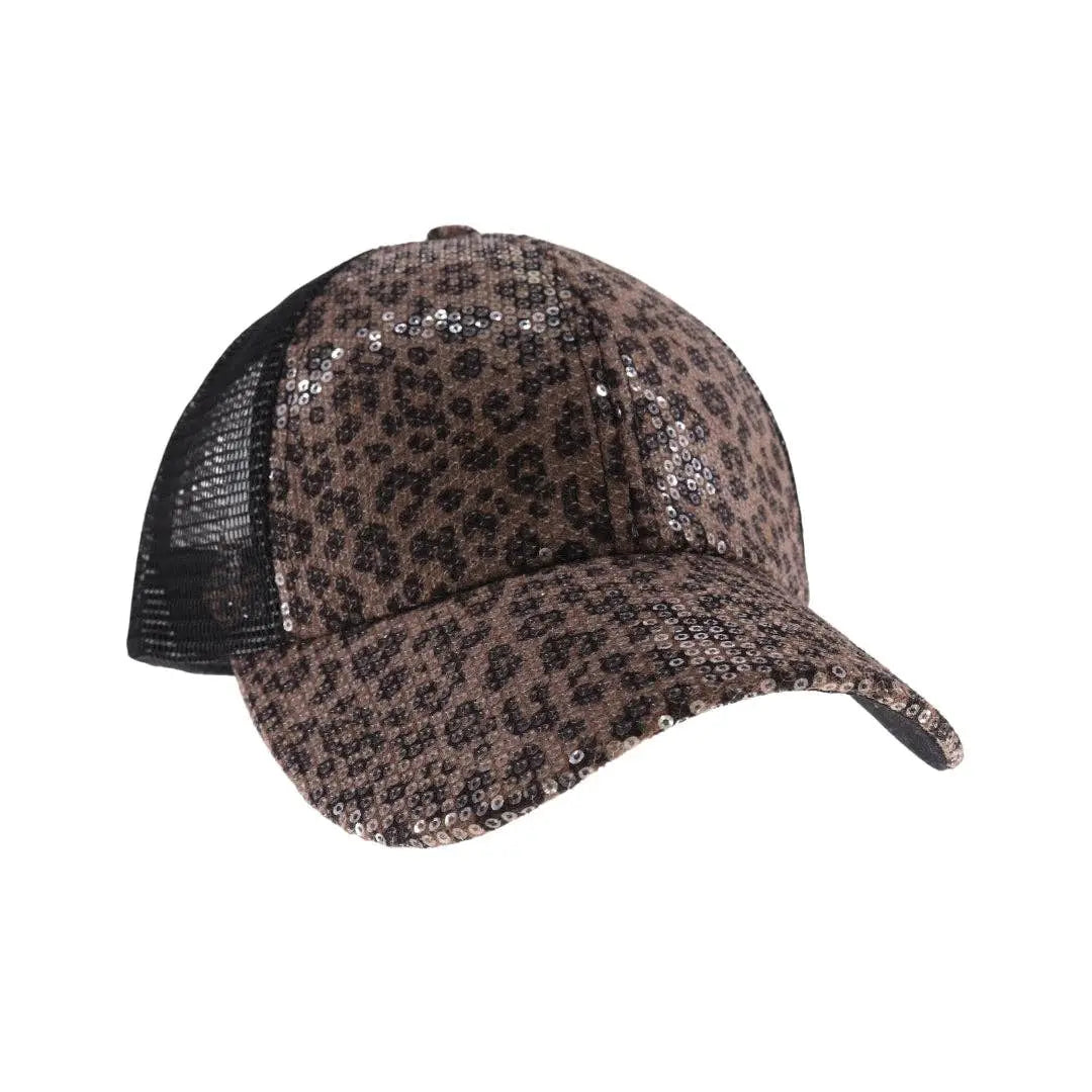 Clear Sequin Leopard Baseball Hat C.C Beanie