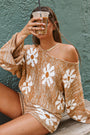 Big Flower Bell Sleeve Loose Sweater Florida Girl Fashion Boutique