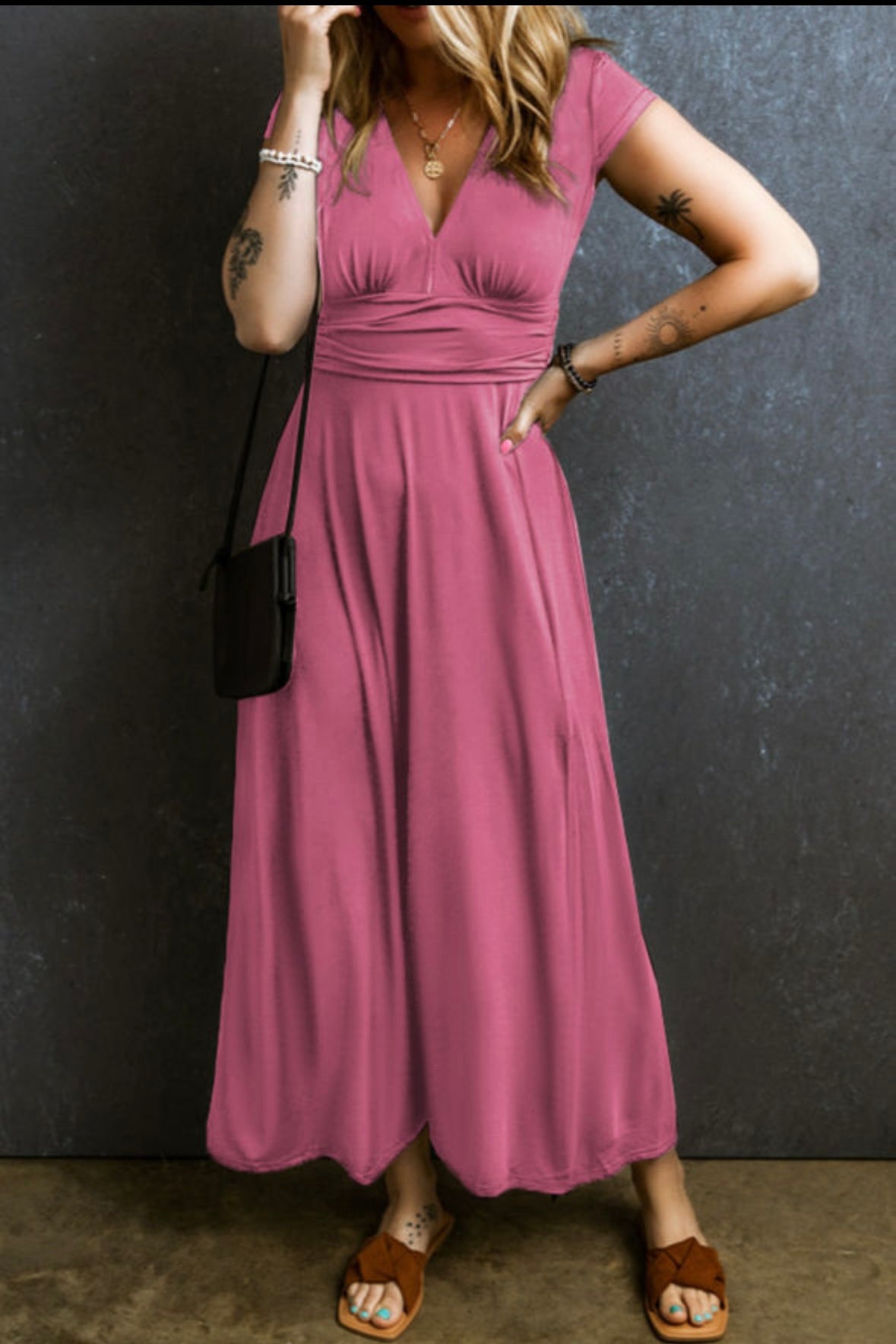 Shirred High Waist Maxi Dress Florida Girl Fashion Boutique