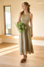 Sage Mixed Fabric Dress Blu Pepper