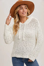 Popcorn Knit Hooded Sweater Bluivy