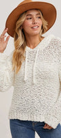 Popcorn Knit Hooded Sweater Bluivy