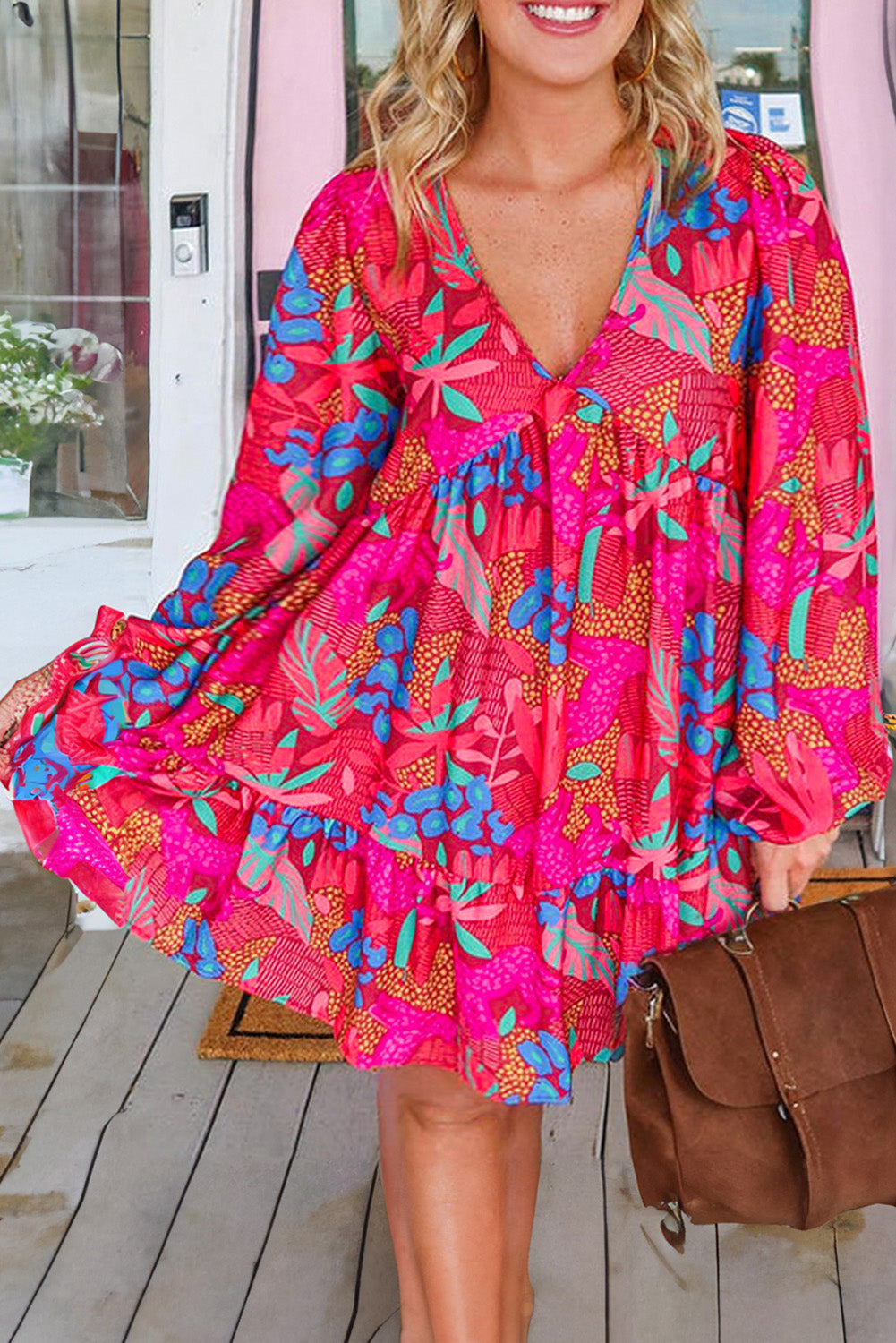 Abstract Floral Midi Dress Florida Girl Fashion Boutique
