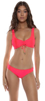 Luli Fama COSITA BUENA - Wavy Scoop Neck Drawstring Top — Bombshell Red