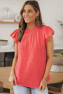 Coral Ruffle Sleeve Gauze Top Florida Girl Fashion Boutique