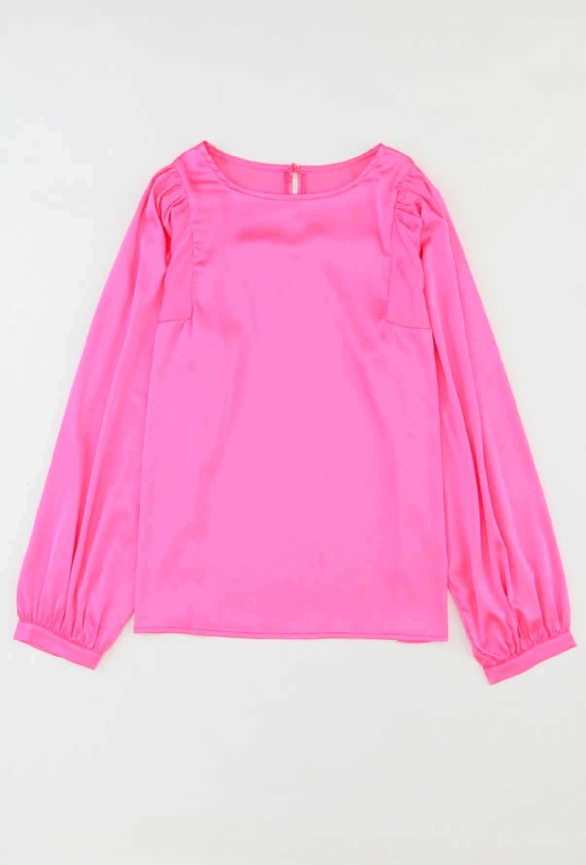 Hot Pink Puff Sleeve Blouse