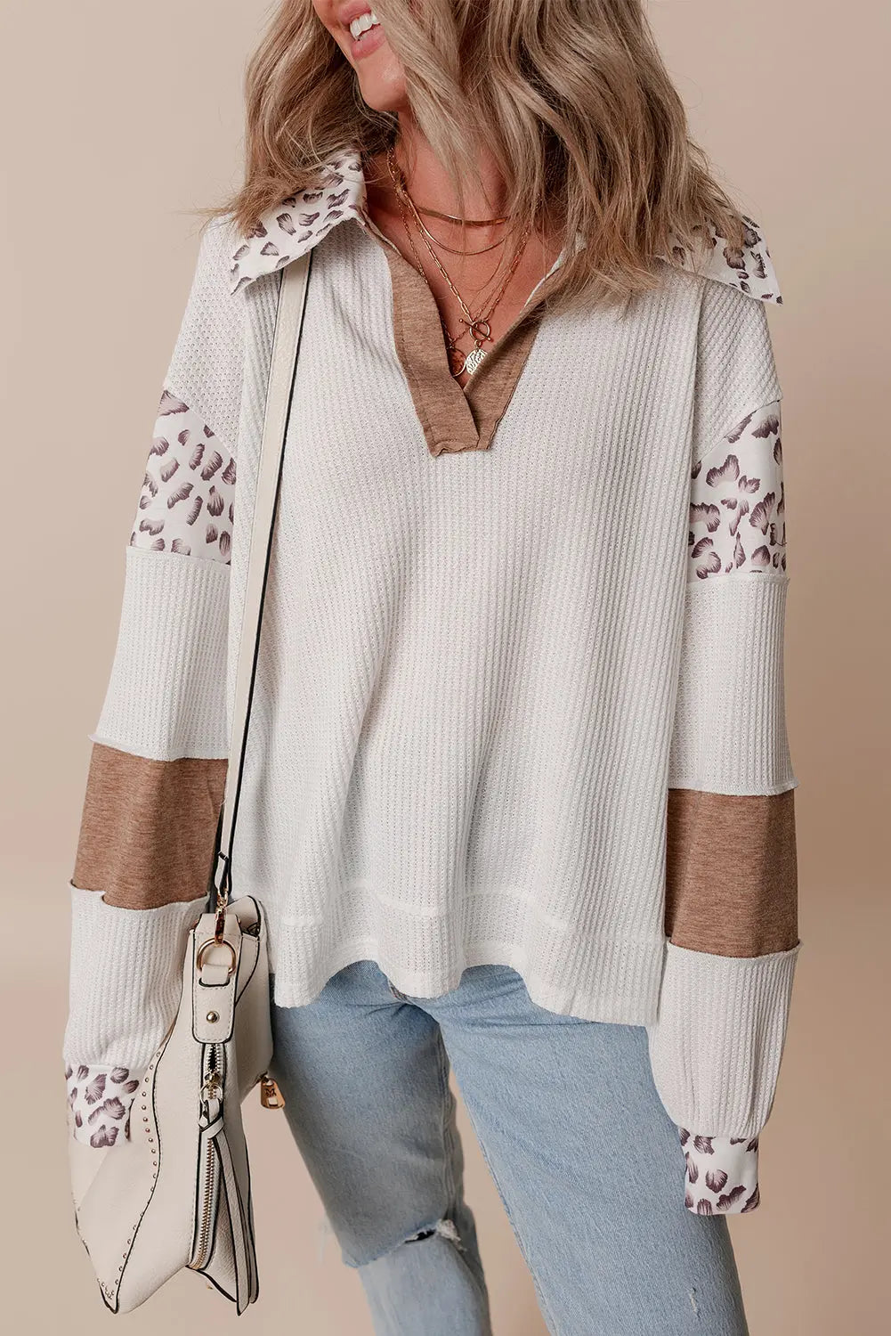 Leopard Waffle Colorblock Top Florida Girl Fashion Boutique