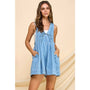 Denim V Neck Sleeveless Romper with Tie Veveret