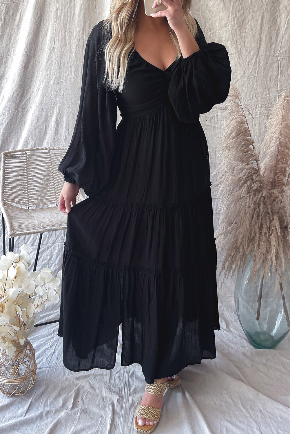 Black Tiered Maxi Dress Florida Girl Fashion Boutique