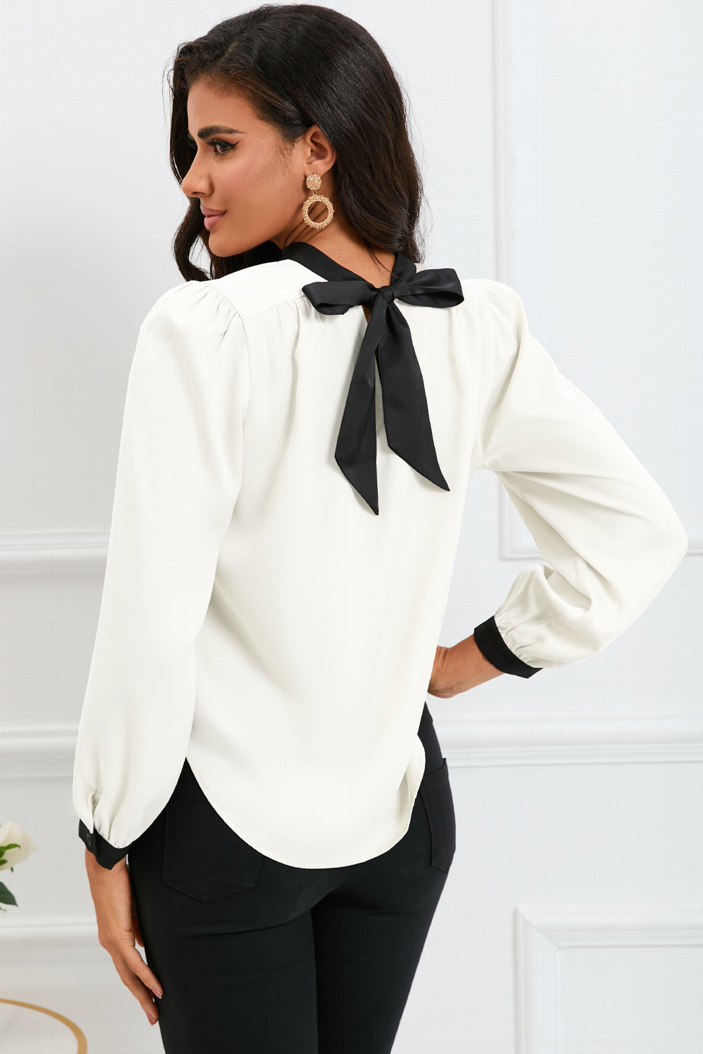 Mock Neck Bow Blouse Florida Girl Fashion Boutique