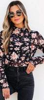Floral Mesh Mock Neck Top Florida Girl Fashion Boutique