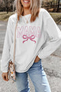 White MAMA Bowknot Embroidered Ribbed Pullover Sweatshirt Florida Girl Fashion Boutique