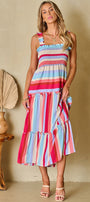 Stripe Ruffled Smocked Tiered Dress Florida Girl Fashion Boutique