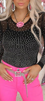 Black Rhinestone Mesh Bodysuit Florida Girl Fashion Boutique