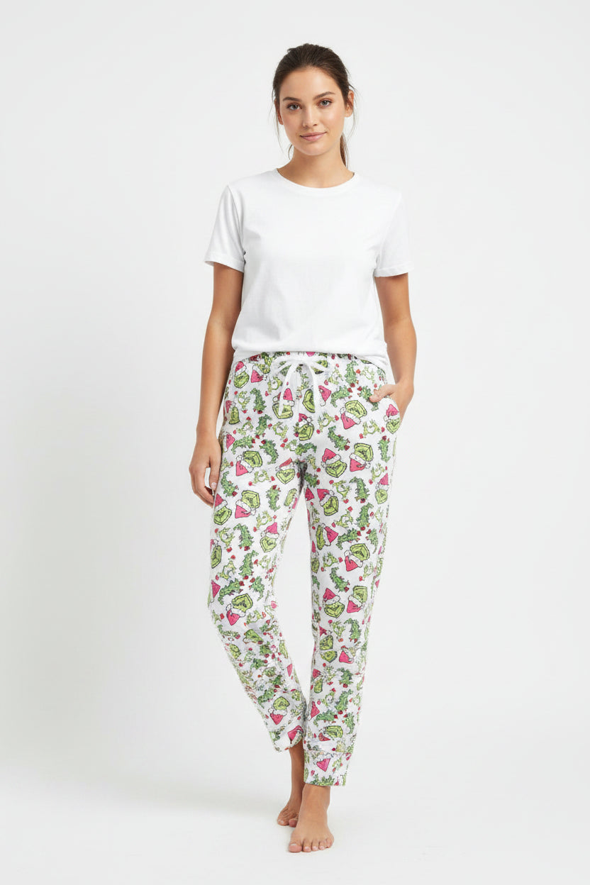 3 Colors Adult Women Christmas Green Face Bottom Pants Pajamas Aier Wholesale