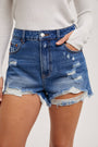 High Rise Distressed Denim Short Bluivy
