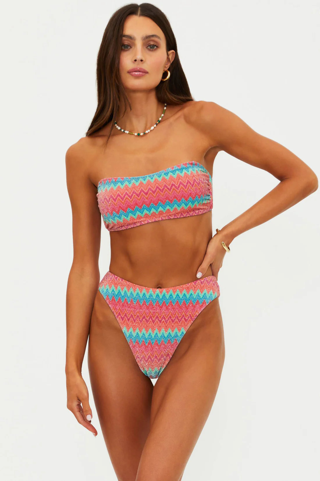 Beach Riot Amarie Bottom Strawberry Ice Chevron Shine