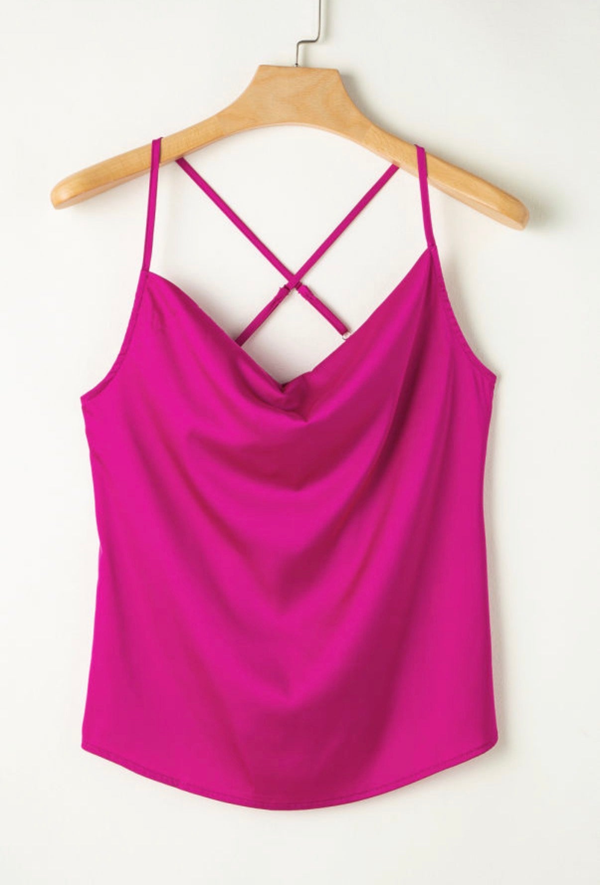 Satin Fuchsia Cowl Neck Cami