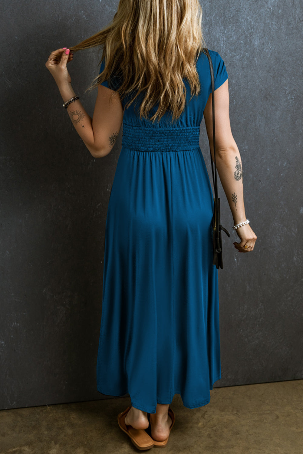 Shirred High Waist Maxi Dress Florida Girl Fashion Boutique
