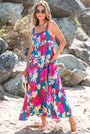 Blue Floral High Waist Dress Florida Girl Fashion Boutique