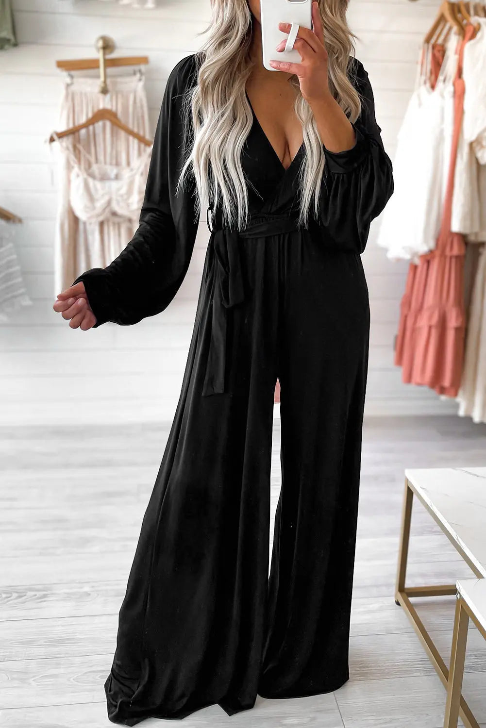 Long Sleeve V Neck Jumpsuit Florida Girl Fashion Boutique