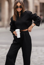 Black Fleece Crop and Pant Set Florida Girl Fashion Boutique
