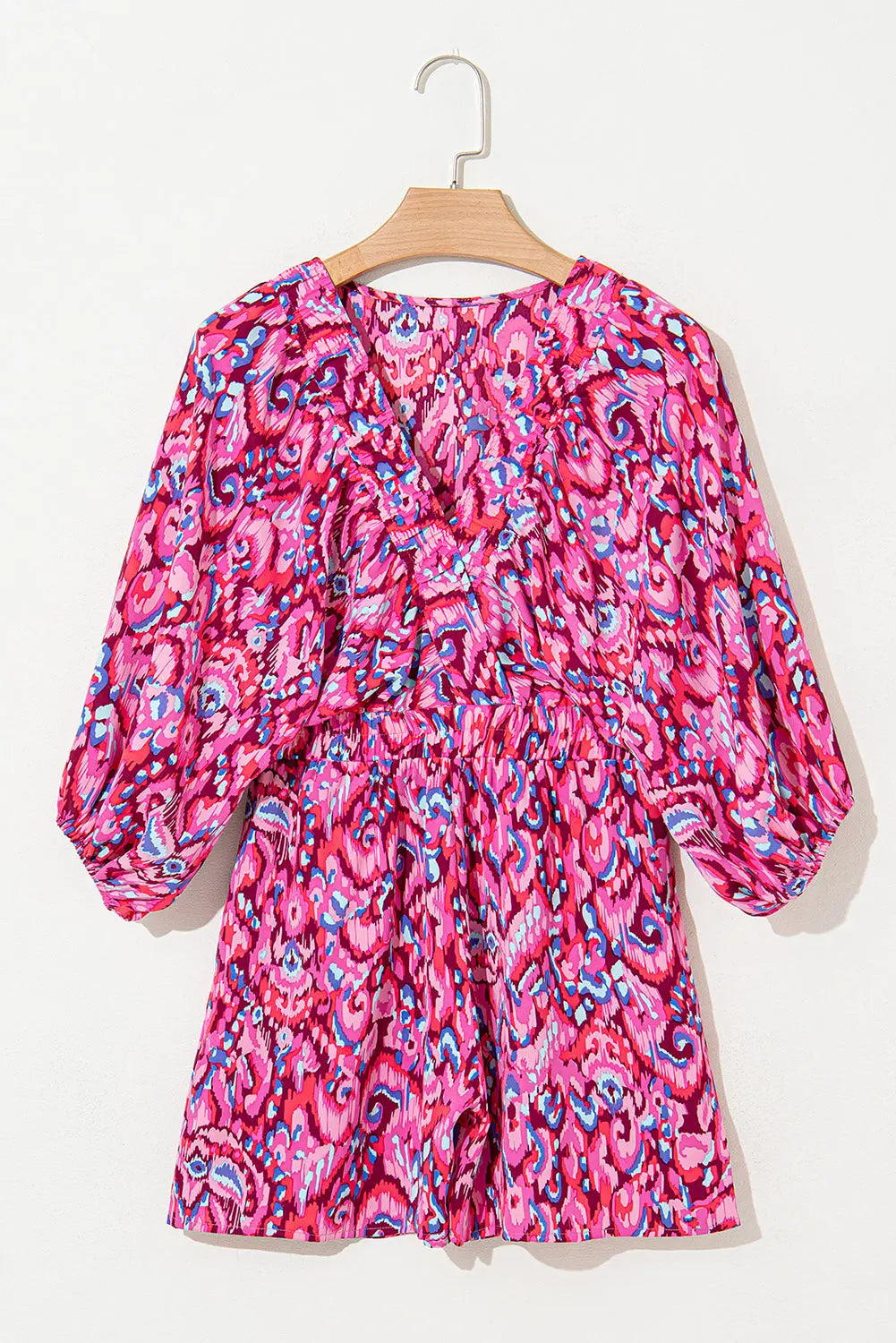 Abstract Print Puff Sleeve V Neck High Waist Romper Florida Girl Fashion Boutique