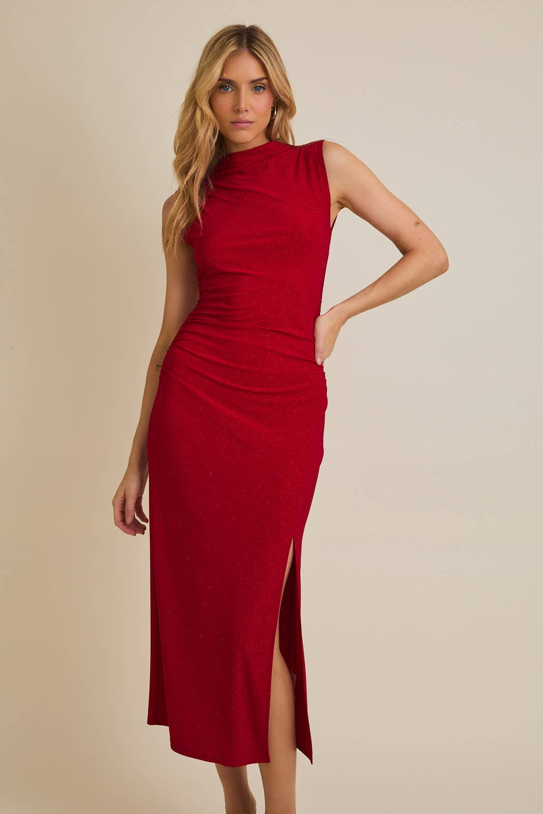 Scarlet Sparkle Midi Dress