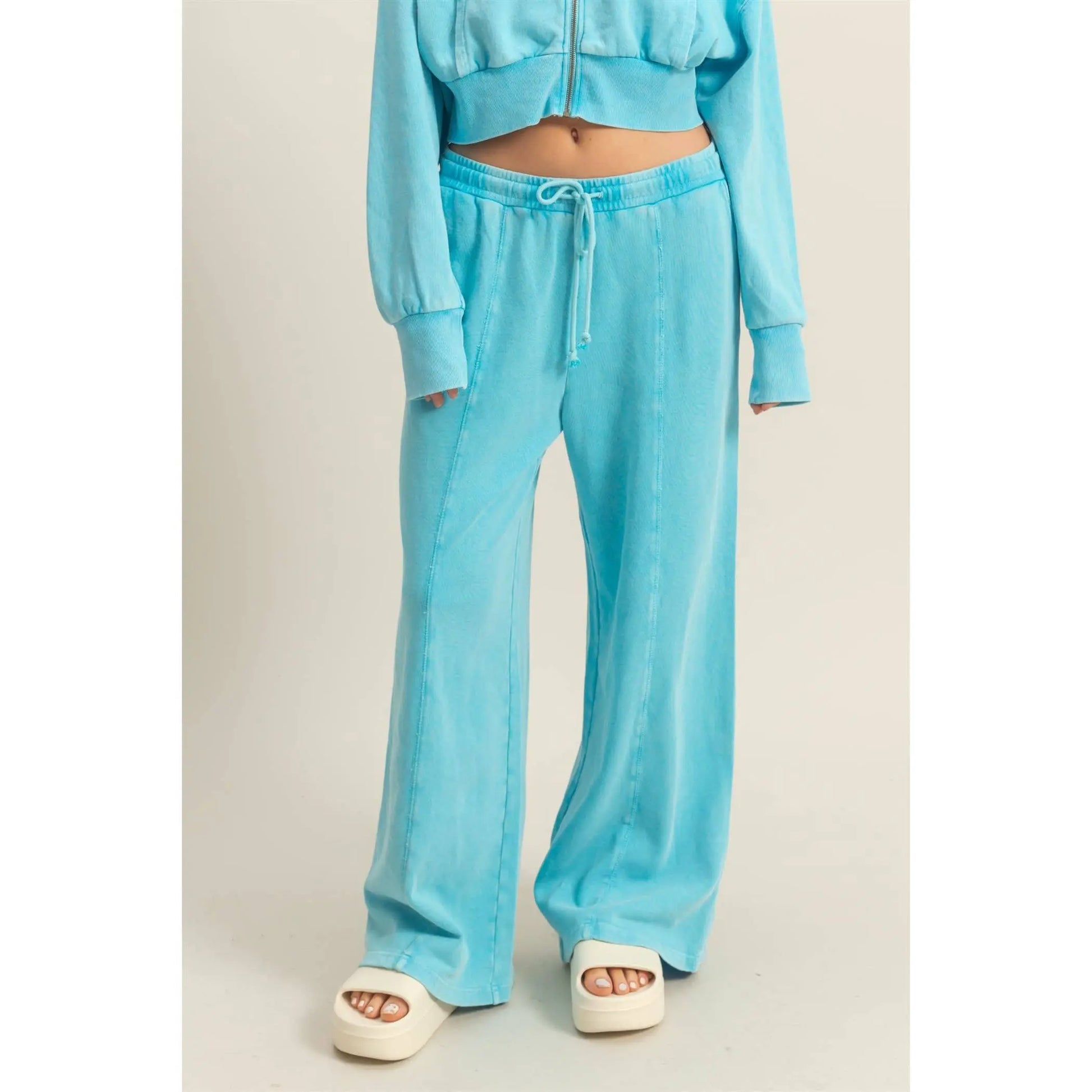 Wide Leg Drawstring Washed Sweatpants HYFVE