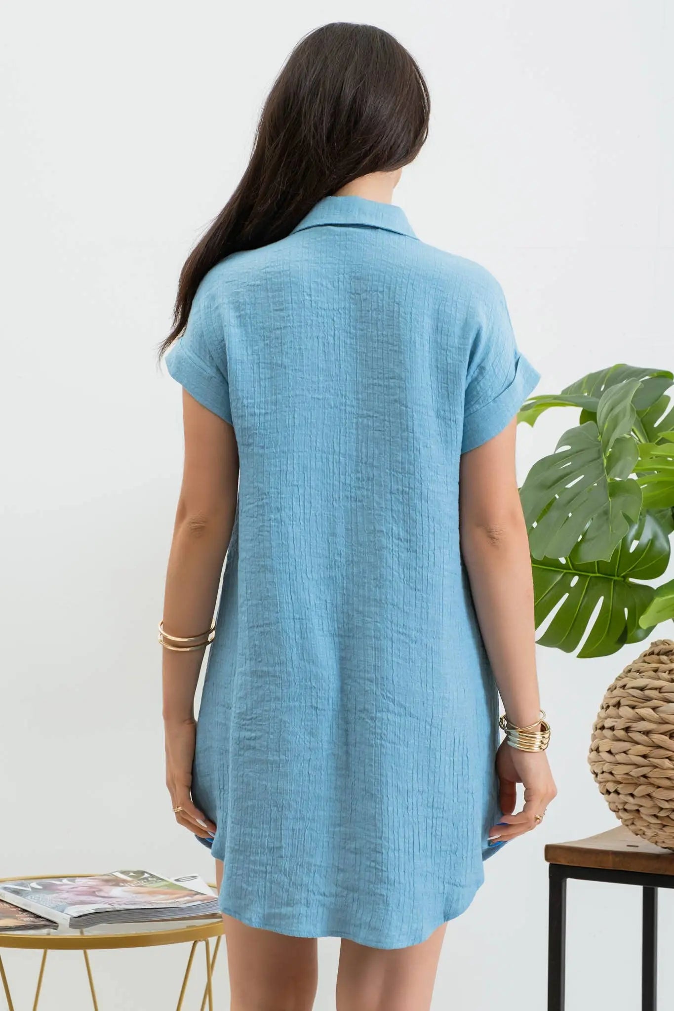 Collard Button Down Tunic Dress Florida Girl Fashion Boutique