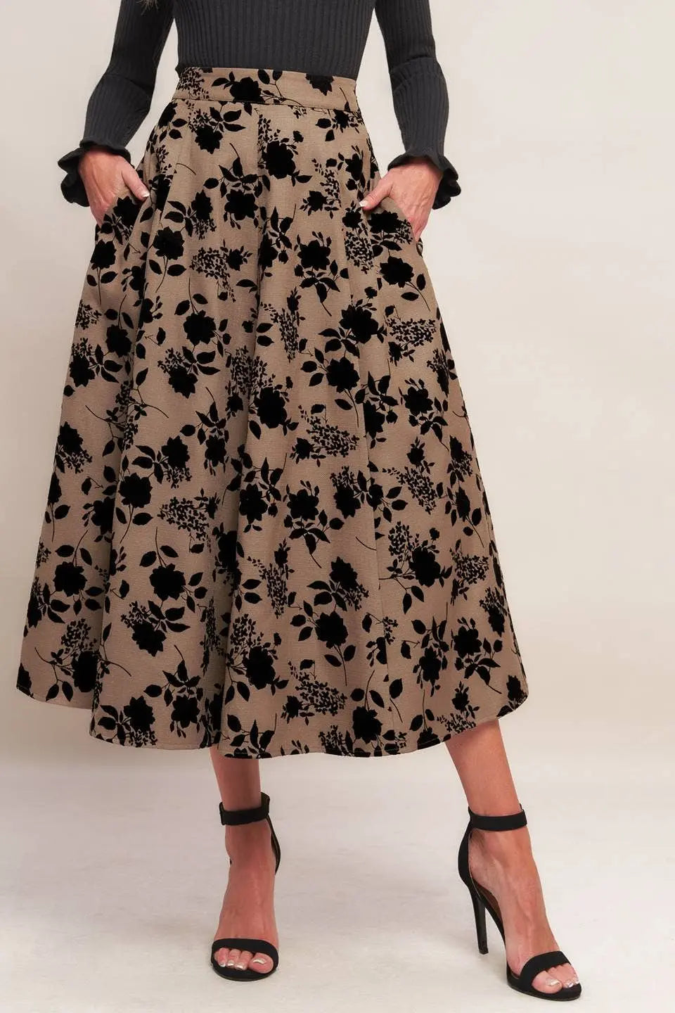 A woven flocking circle skirt - IK7708 FLYING TOMATO