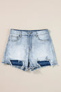 Light Blue Vintage Washed Raw Edge Jean Shorts Florida Girl Fashion Boutique
