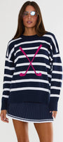Beach Riot Callie Sweater Dusk Club Stripe