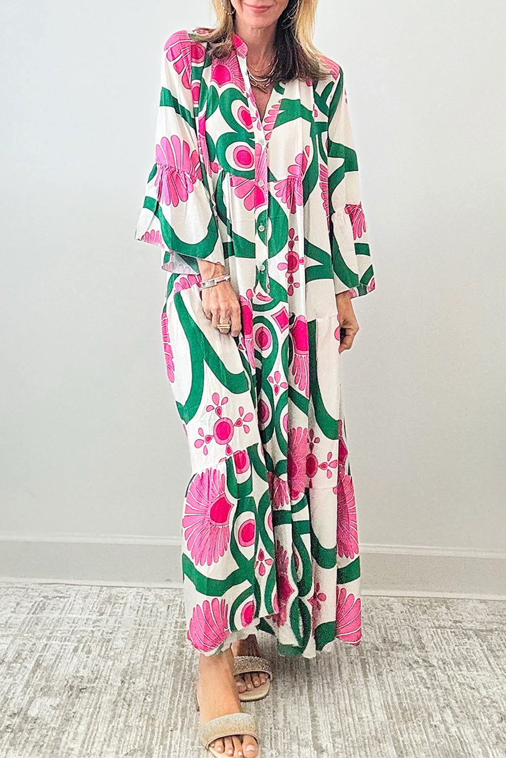 Pink Boho Buttoned Maxi Florida Girl Fashion Boutique