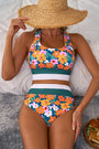 Green Floral Print Racerback Cutout High Waist Bikini Florida Girl Fashion Boutique