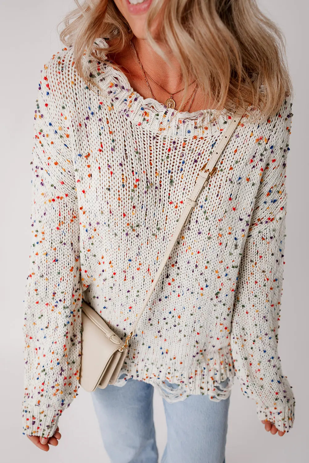 Distressed Confetti Sweater Florida Girl Fashion Boutique