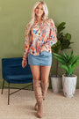 Floral Print Shirred Cuff Buttoned Loose Shirt Florida Girl Fashion Boutique