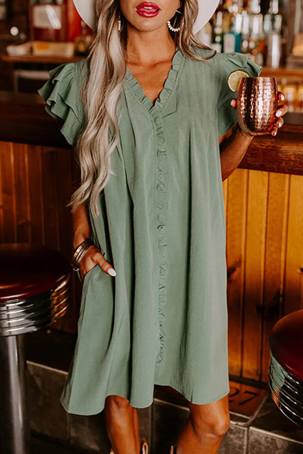 Ruffle Sleeve Shift Dress Florida Girl Fashion Boutique