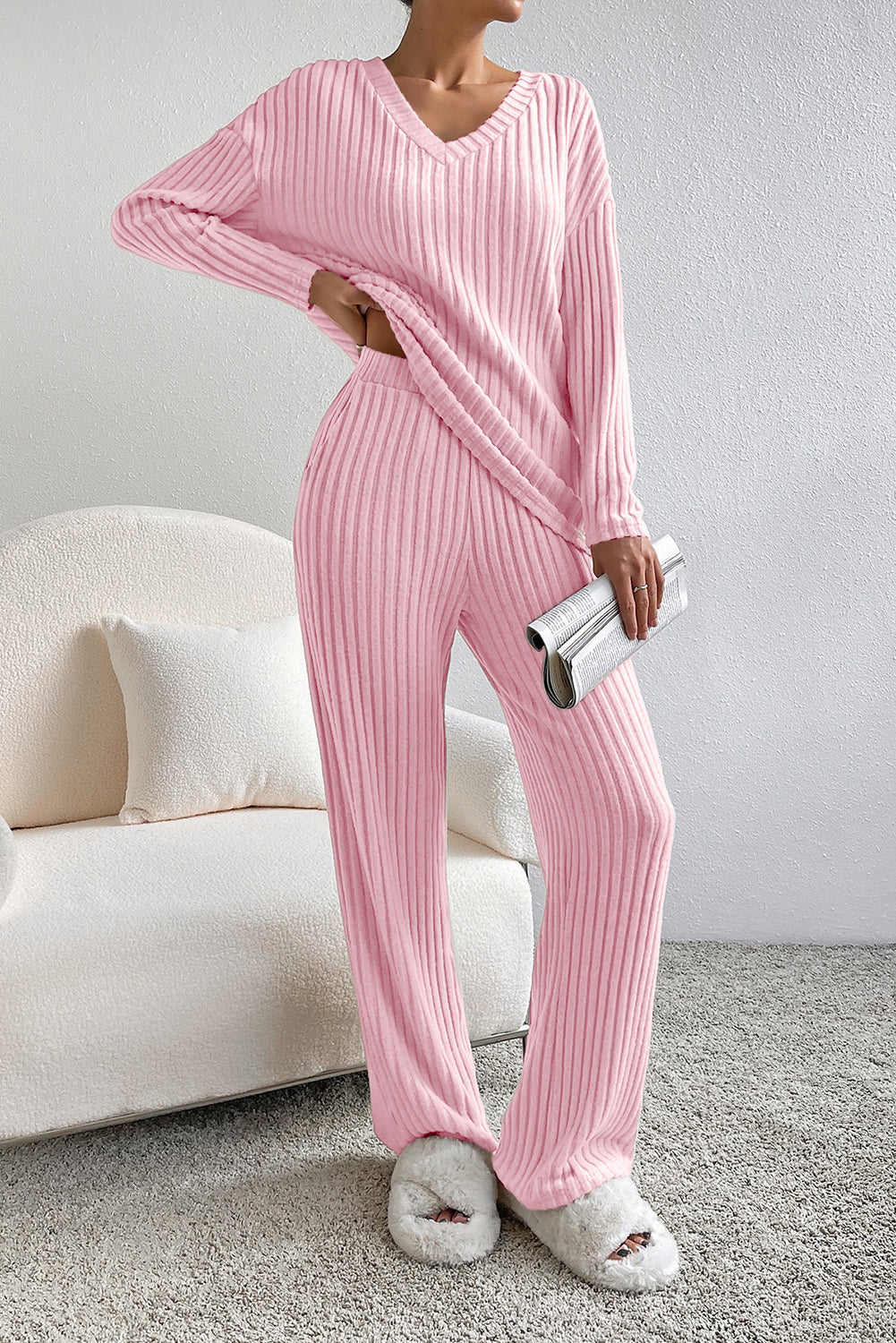 Light Pink Ribbed 2 Piece Set Florida Girl Fashion Boutique