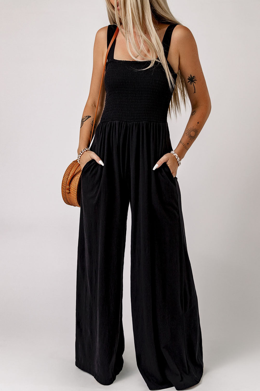 Black Smocked Jumpsuit Florida Girl Fashion Boutique