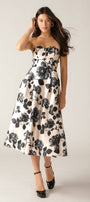 Black Floral Midi Dress FLYING TOMATO