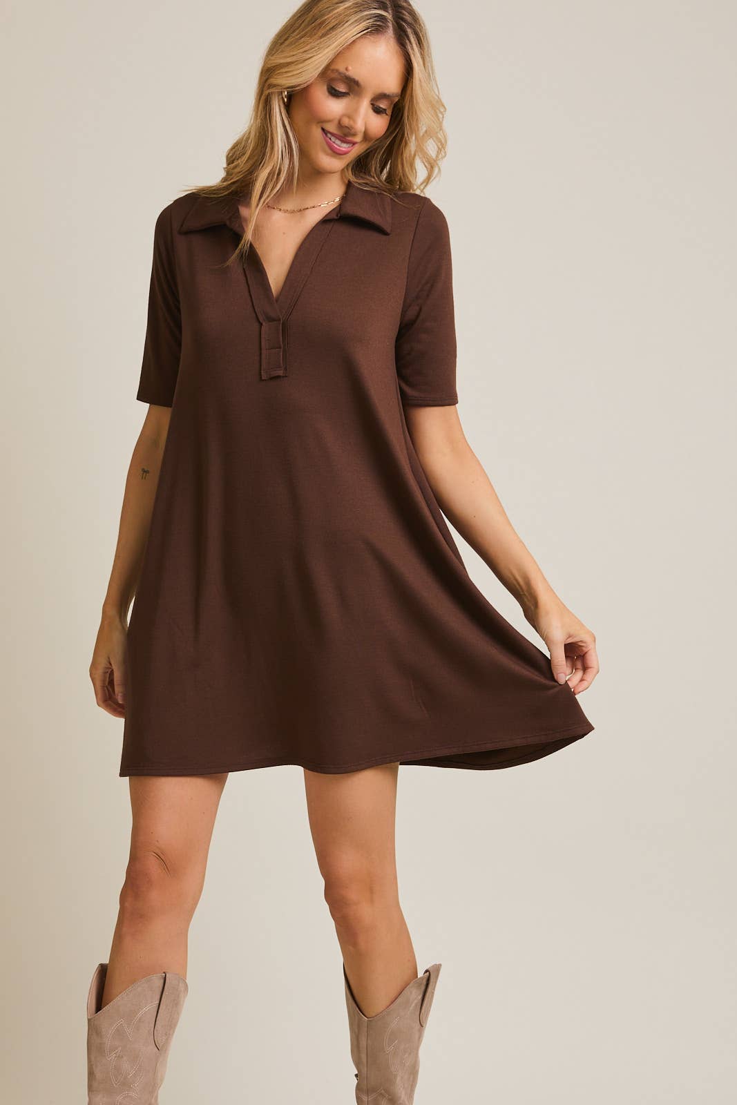Chocolate Dream Collared Mini Dress 🤎