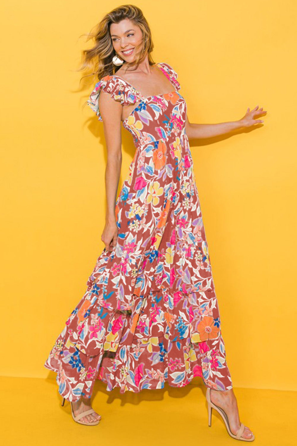 Sleeveless Floral Ruffle Maxi Florida Girl Fashion Boutique