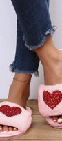 Sequin Heart Plush Slipper Florida Girl Fashion Boutique