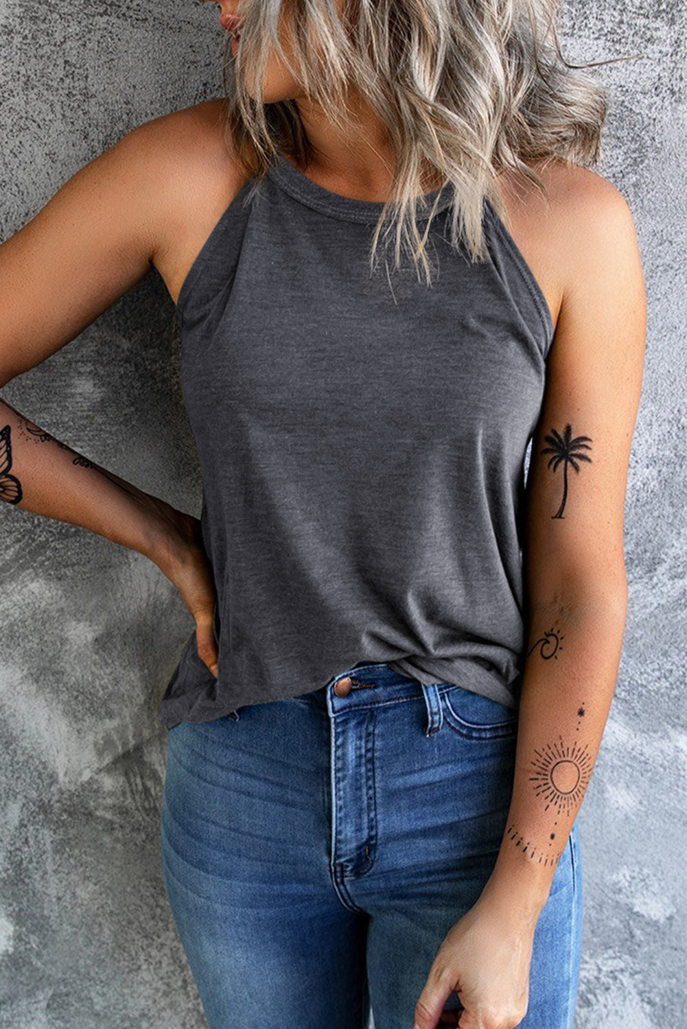 Gray Halter Tank Florida Girl Fashion Boutique
