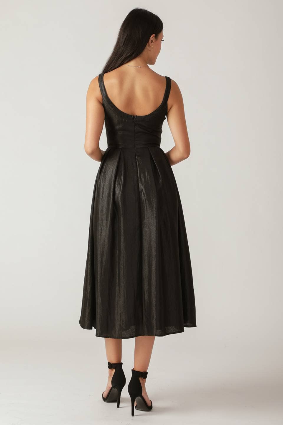 Solid Woven Midi Dress FLYING TOMATO