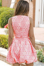 Pink Floral Jacquard Mini Dress Florida Girl Fashion Boutique