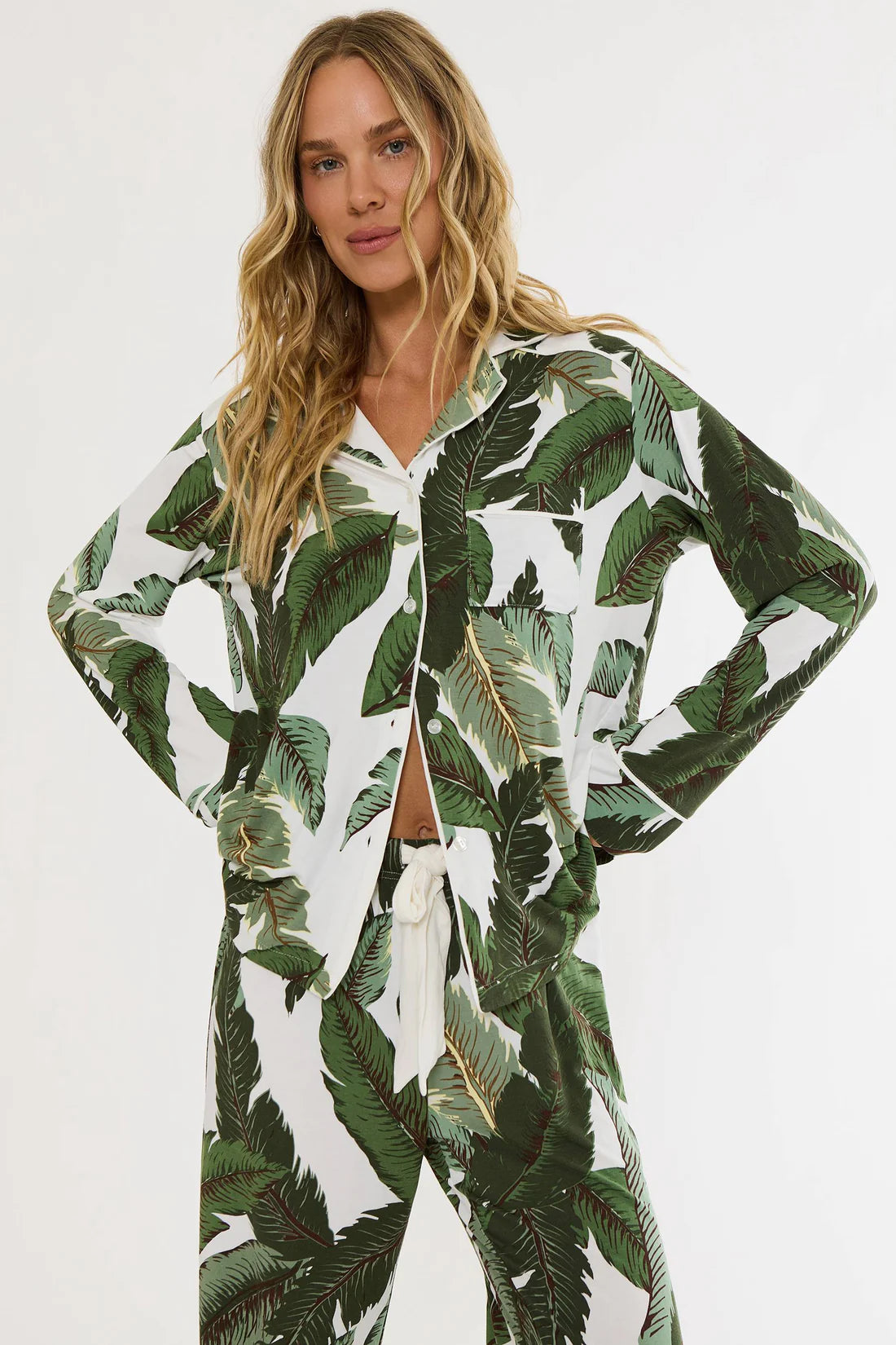 Beach Riot Livy Top & Connie Pant Set Banana Palms