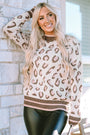 Two Tone Ribbed Leopard Sweater Florida Girl Fashion Boutique